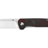 Couteau pliant QSP Penguin 130TRD manche en fibre de carbone noir et rouge 10,2cm