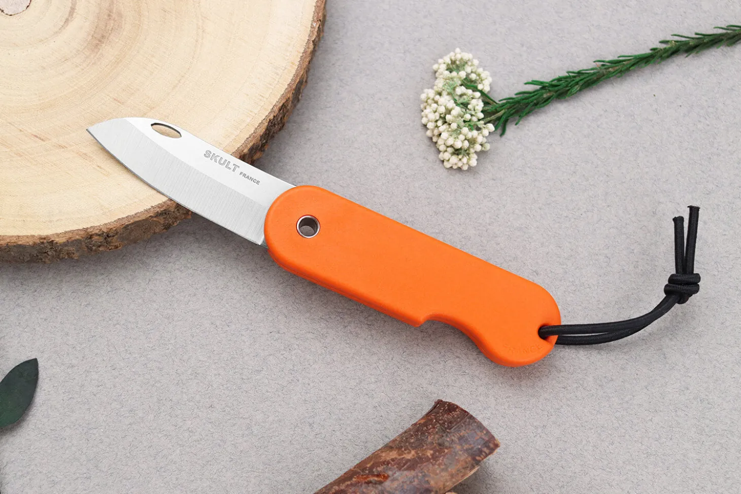 Couteau pliant Skult français éco-responsable manche orange 10cm