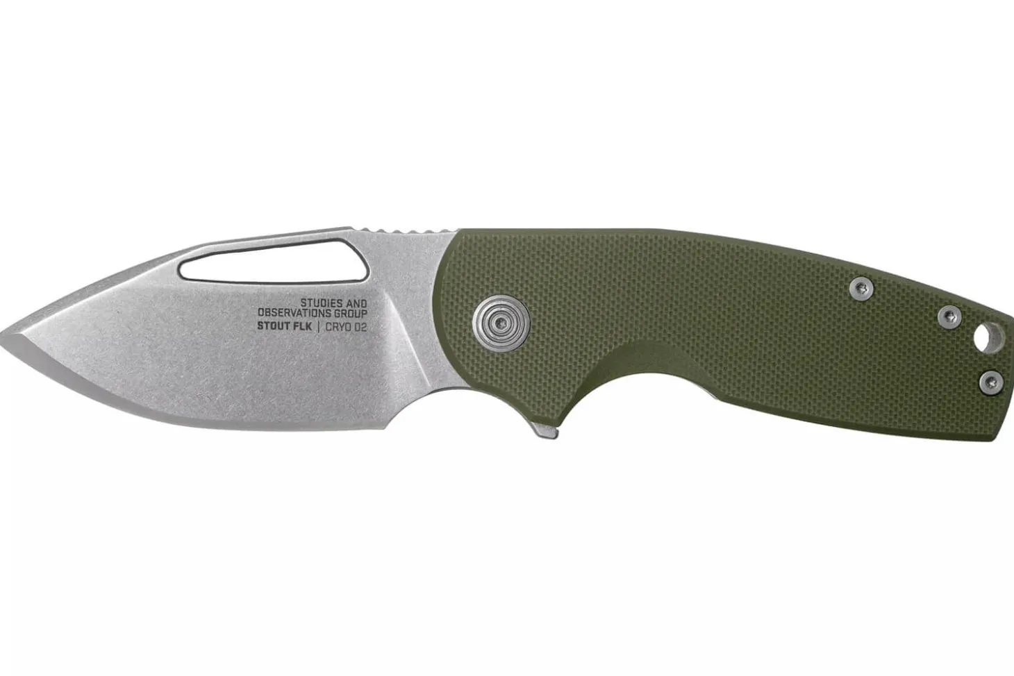 Couteau pliant SOG STOUT FLK SGSTOUTGR manche en acier inox/G10 olive 9,6cm