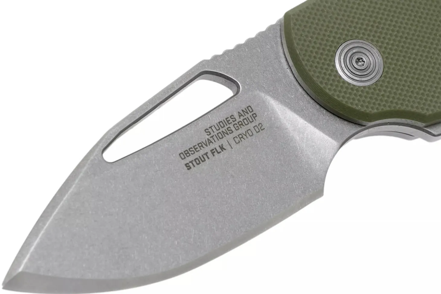 Couteau pliant SOG STOUT FLK SGSTOUTGR manche en acier inox/G10 olive 9,6cm