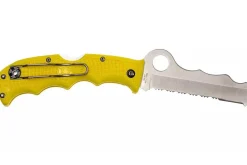 Couteau pliant Spyderco Assist C79PSYL semi-denté manche en nylon/fibre de verre jaune 12,4cm