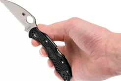 Couteau pliant Spyderco Delica 4 à dents C11FSWCBK manche en nylon/fibres de verre noir 10,8cm