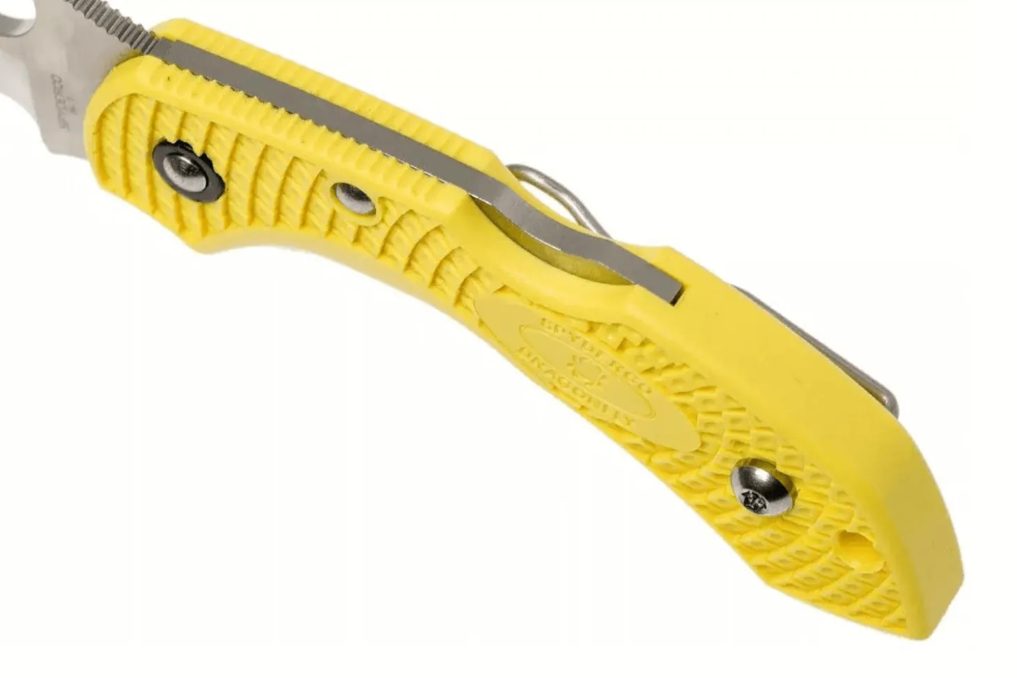 Couteau pliant Spyderco Dragonfly 2 Salt Hawkbill C28SYL2HB manche en nylon/fibre de verre jaune 8,5cm