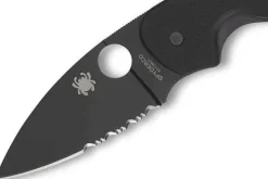 Couteau pliant Spyderco Efficient C216GPSBBK manche en G10 lame semi dentée noire 10,4cm