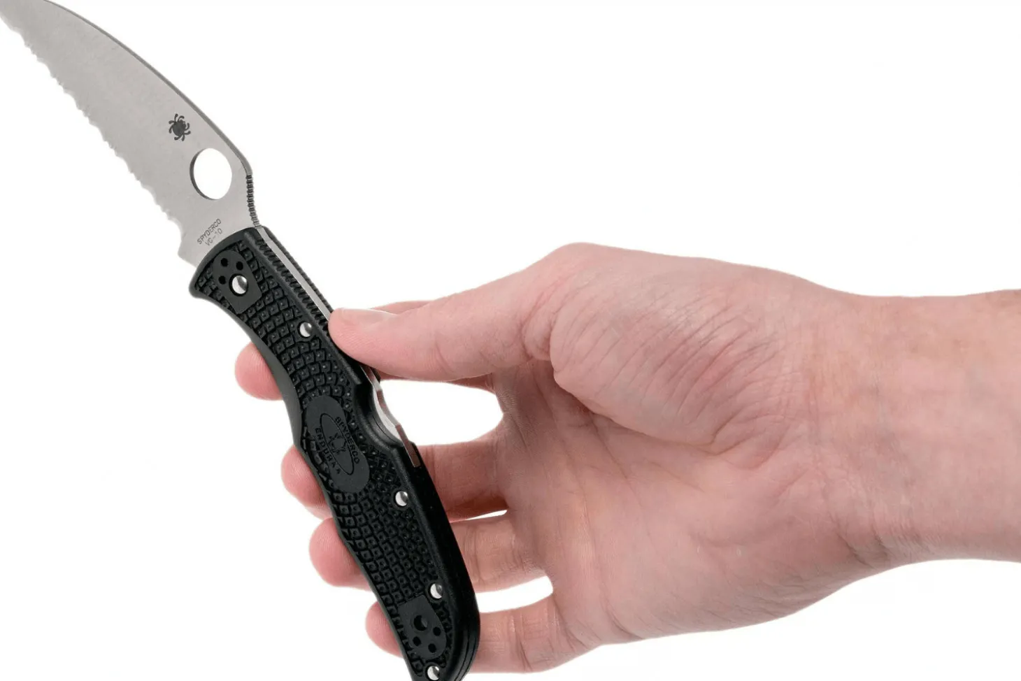 Couteau pliant Spyderco Endura 4 C10FSWCBK Wharncliffe denté nylon/fibre de verre noir 12,6cm