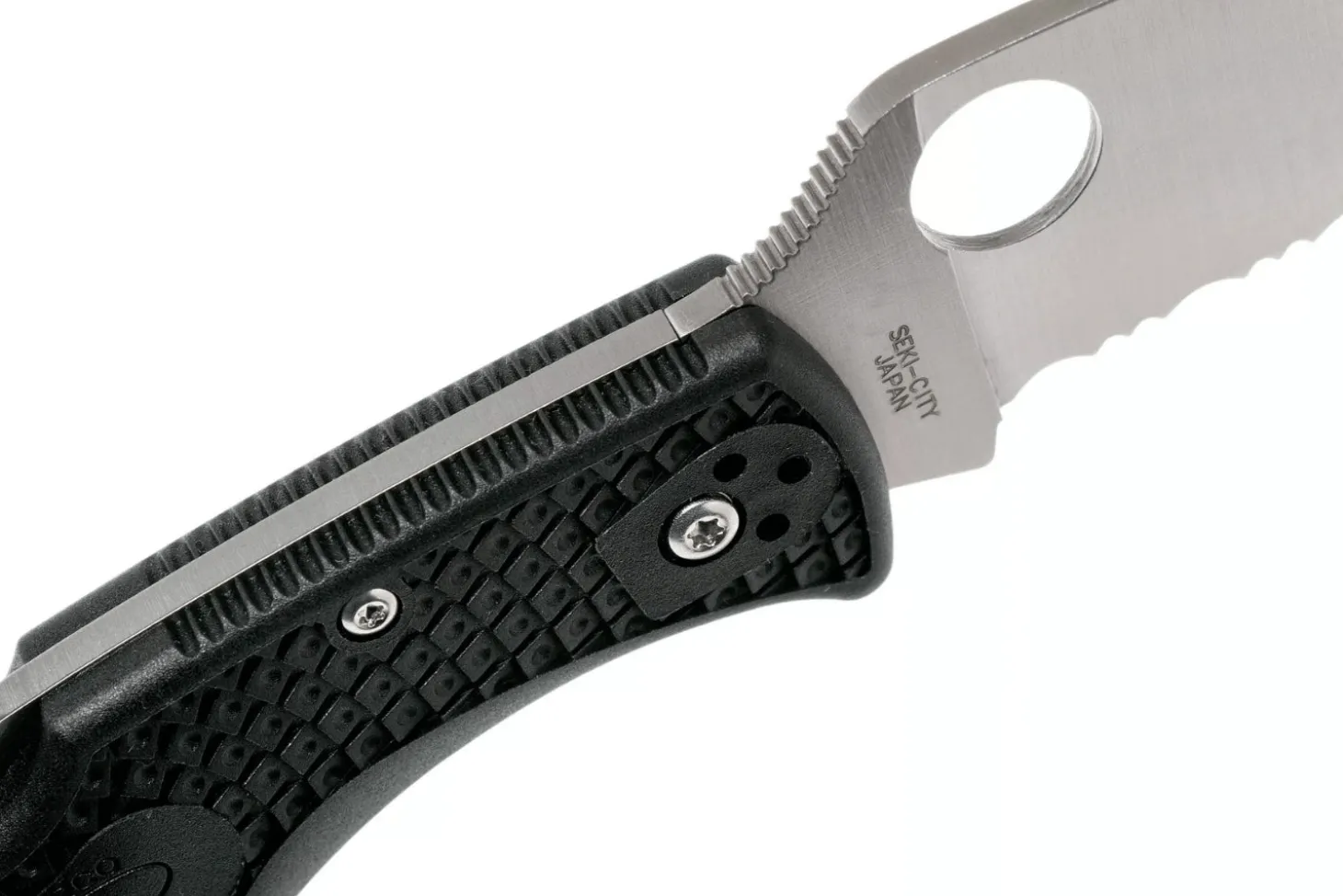 Couteau pliant Spyderco Endura 4 C10FSWCBK Wharncliffe denté nylon/fibre de verre noir 12,6cm
