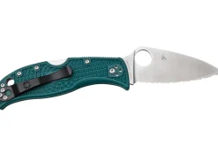 Couteau pliant Spyderco LeafJumper C262SBLK390 lame dentée manche nylon / fibre de verre bleu 11,3cm
