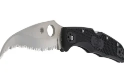 Couteau pliant Spyderco Matriarch 2 C12SBK2 denté manche en nylon/fibre de verre noir 12,6cm