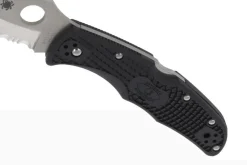 Couteau pliant Spyderco Matriarch 2 C12SBK2 denté manche en nylon/fibre de verre noir 12,6cm