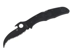 Couteau pliant Spyderco Matriarch 2 Wave C12SBBK2W lame noire manche en nylon/fibre de verre 12,6cm