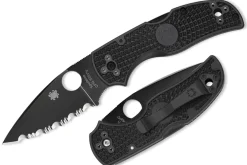 Couteau pliant Spyderco Native 5 C41SBBK5 lame dentée manche en nylon/fibre de verre noir 10,2cm