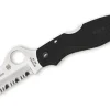 Couteau pliant Spyderco Rescue 79mm C45SBK lame dentée manche en nylon/fibre de verre noir 10,4cm