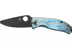 Couteau pliant Spyderco Tenacious C122TIBLBKD2P manche 11,1cm en titanium bleu