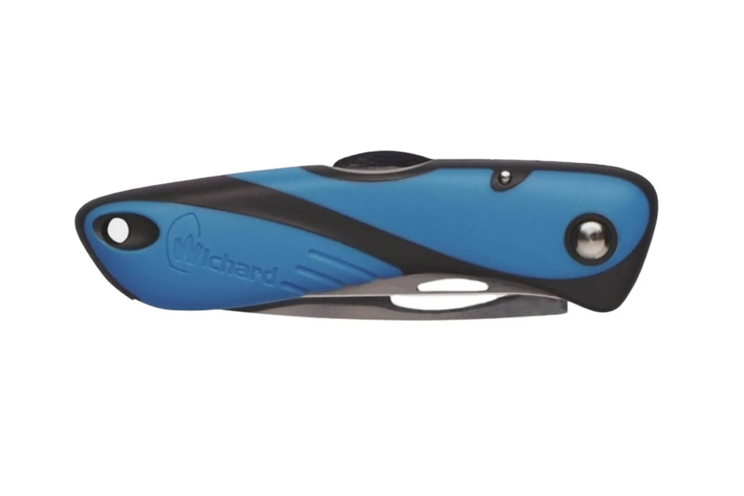 Couteau pliant Wichard Offshore 10126 lame semi-crantée avec démanilleur manche bleu