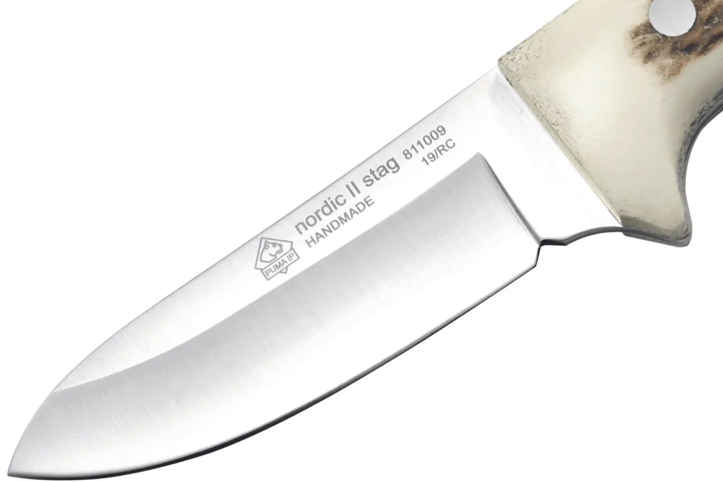 Couteau Puma IP Nordic II Stag 311009 lame 8,5cm manche bois de cerf + étui en cuir