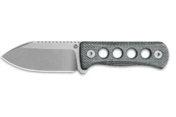 Couteau QSP Canary 141D1 lame en inox 7cm manche ajouré en micarta denim + étui kydex