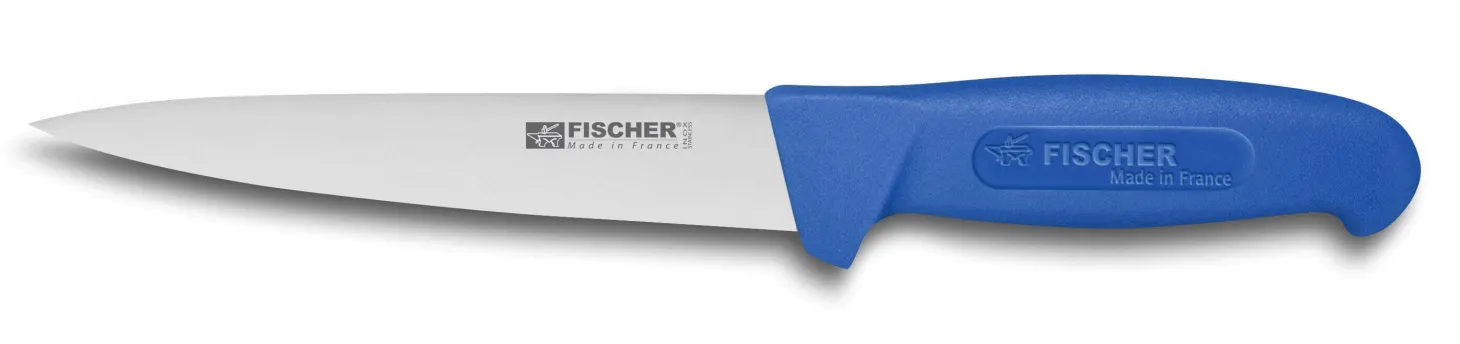 Couteau à saigner professionnel Fischer HACCP 17cm manche bleu