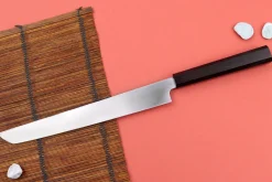 Couteau sakimaru 27cm japonais artisanal Hatsukokoro Shirasagi manche en ébène