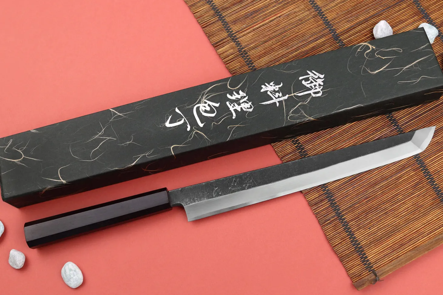 Couteau sakimaru 27cm japonais artisanal Hatsukokoro Shirasagi manche en ébène