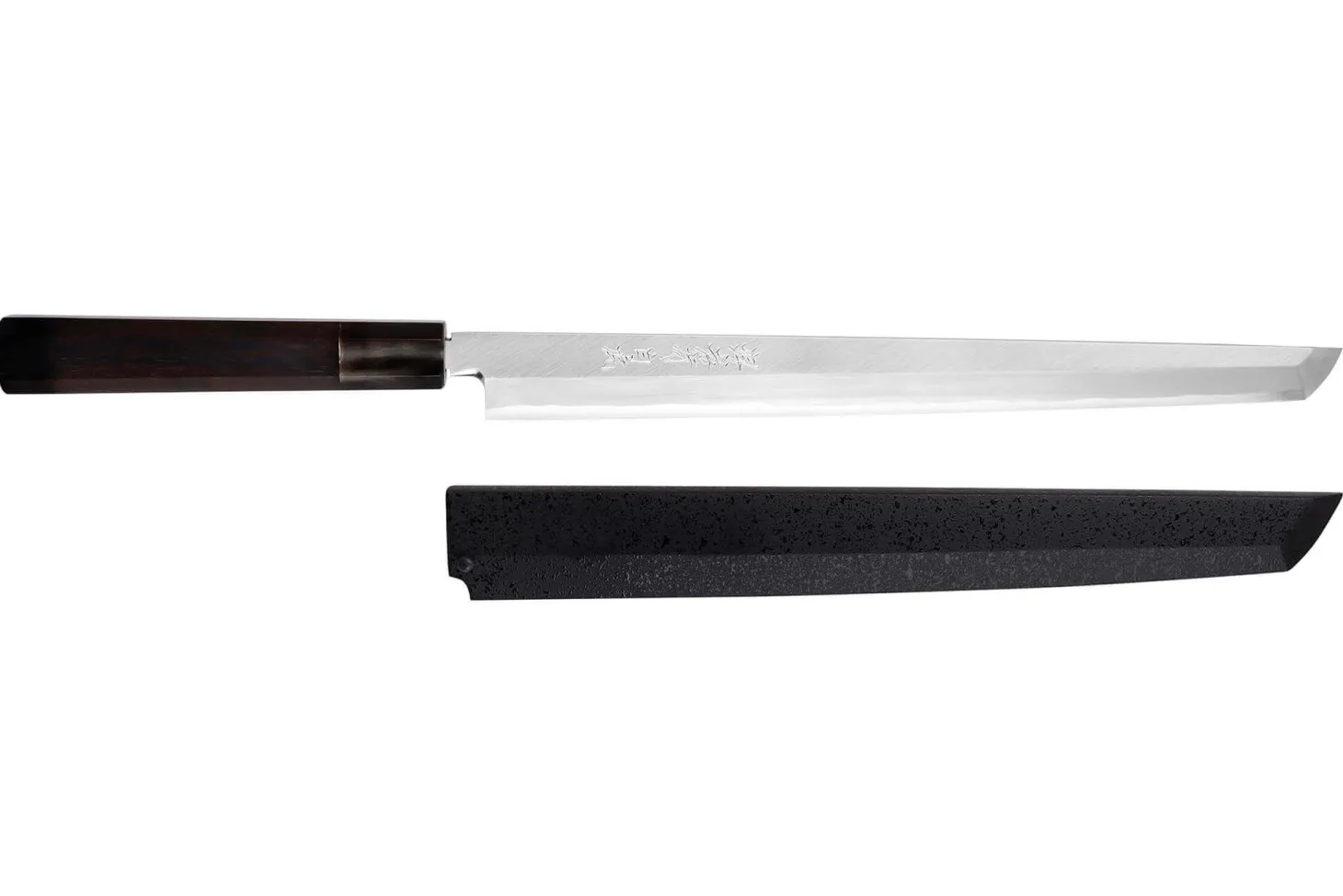 Couteau sakimaru takohiki japonais artisanal 30cm Sakai Takayuki Byakko manche en ébène + étui