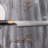 Couteau sakimaru takohiki japonais artisanal Naoki Mazaki Damascus biseauté 27cm corne claire