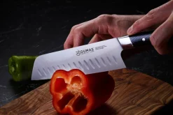 Couteau santoku alvéolé 18cm 32 Dumas Signature manche en micarta