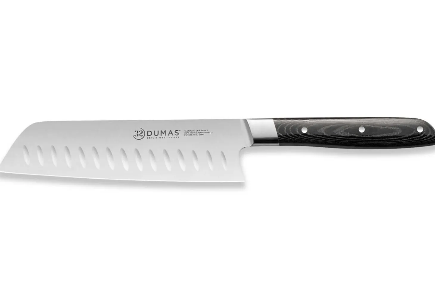 Couteau santoku alvéolé 18cm 32 Dumas Signature manche en micarta