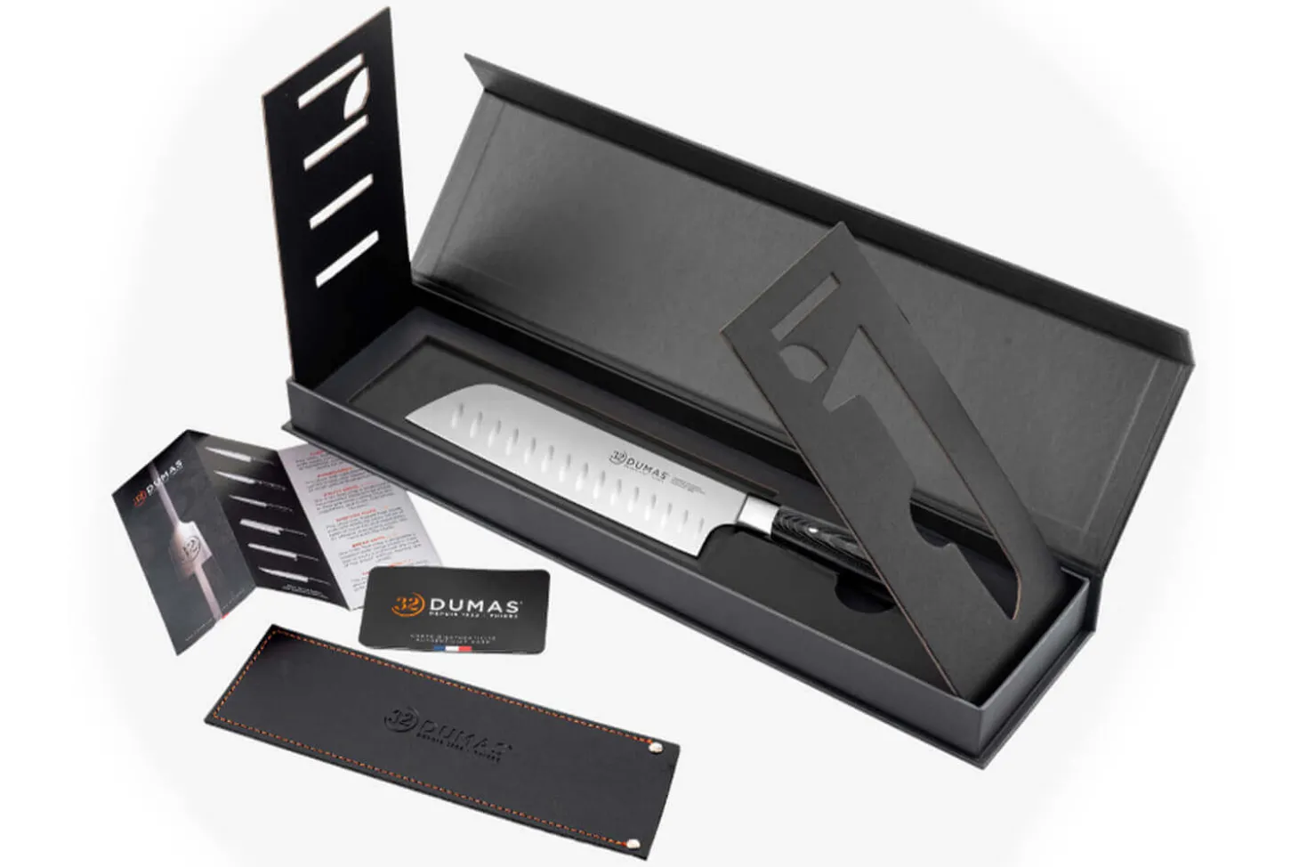 Couteau santoku alvéolé 18cm 32 Dumas Signature manche en micarta