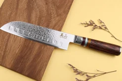 Couteau santoku alvéolé 17cm Kutoyama damas pakka rainbow