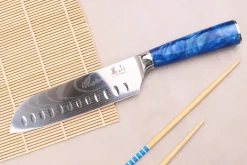 Couteau santoku alvéolé 17cm Kutoyama Blue Wave