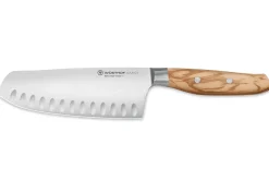 Couteau Santoku alvéolé Wüsthof Amici forgé 17cm en bois d'olivier