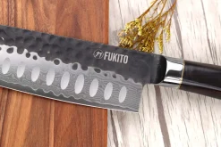 Couteau santoku 17cm Fukito Ébène Damas VG10