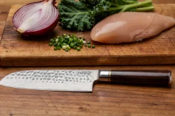 Couteau santoku 17cm Fukito Ébène Damas martelé