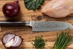 Couteau santoku 17cm Fukito Ébène Damas martelé