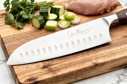Couteau santoku 17cm Guillaume Leonard Cuistot en acier inoxydable et bois de santal rouge