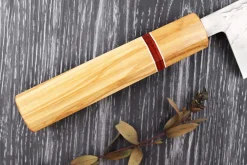 Couteau santoku 16,5cm japonais artisanal Yuzo SLD olivier et sequoia
