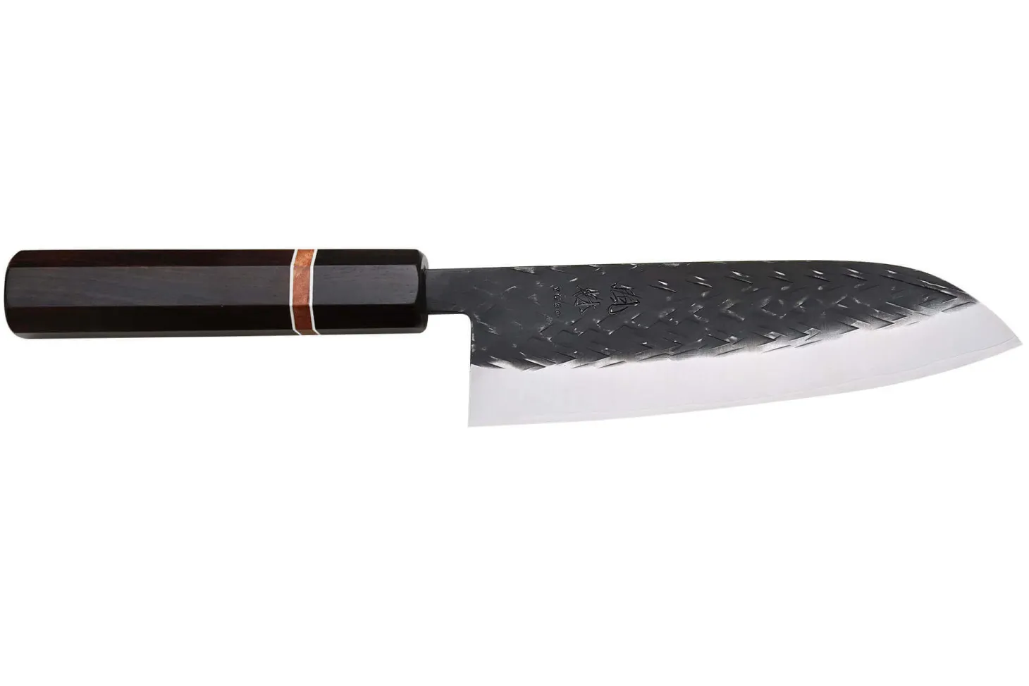 Couteau santoku 16,5cm japonais artisanal Yuzo Black SLD ébène et cognassier
