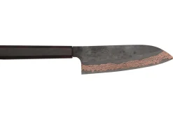 Couteau santoku 18cm japonais artisanal Hatsukokoro Yorokobi Kurouchi Damas