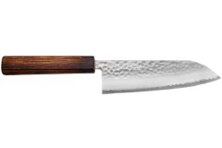 Couteau santoku 16,5cm japonais artisanal Masutani martelé manche en chêne
