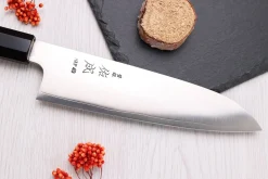 Couteau santoku 19,5cm japonais artisanal Sukenari HAP40 San Maï manche en bois de rose