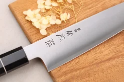 Couteau santoku 19,5cm japonais artisanal Sukenari ZDP-189 San Maï manche en ébène