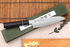 Couteau santoku 19,5cm japonais artisanal Sukenari ZDP-189 San Maï manche en ébène