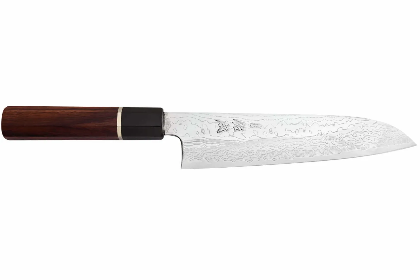 Couteau santoku 19,5cm japonais artisanal Sukenari SG2 damas