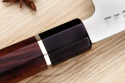 Couteau santoku 19,5cm japonais artisanal Sukenari SG2 damas