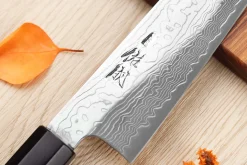 Couteau santoku 19,5cm japonais artisanal Sukenari SG2 damas