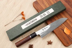 Couteau santoku 19,5cm japonais artisanal Sukenari SG2 damas