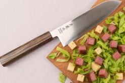 Couteau santoku 17cm japonais artisanal Wusaki Hikari SLD manche bubinga