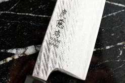 Couteau santoku 16,5cm japonais artisanal Wusaki Kuronawa G3 damas