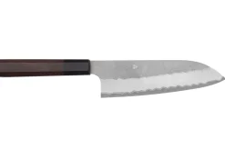 Couteau santoku 18cm japonais artisanal Nigara Hamono Tsuchime AS manche en noyer