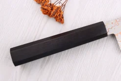 Couteau santoku 18cm japonais artisanal Hatsukokoro Hayabusa Rainbow Damas